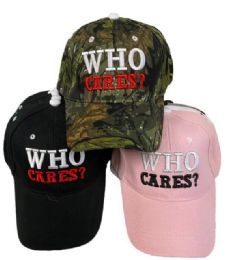 24 Pieces Wholesale Who Cares? Baseball Cap/hat - Baseball Caps & Snap Backs