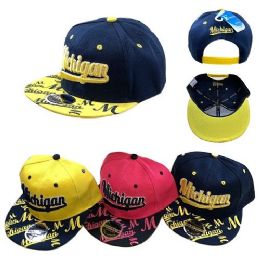 24 Pieces Wholesale Michigan Snapback Baseball Cap/hat - Baseball Caps & Snap Backs