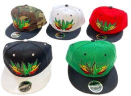 24 Pieces Triple Marijuana Leaves Snap Back Flat Bill Baseball Cap/hat - Baseball Caps & Snap Backs