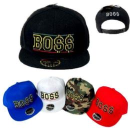 24 Pieces Wholesale Snap Back Flat Bill Hat Bo$$-Green/yellow/red - Baseball Caps & Snap Backs