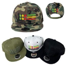 24 Pieces Wholesale Snap Back Flat Bill Hat Marijuana Usa Flag - Baseball Caps & Snap Backs