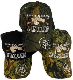 24 Pieces Wholesale Hunting Hat Life's A Game, Hunting Is Serious - Baseball Caps & Snap Backs