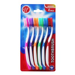 48 Packs 6 Pcs Value Pack Toothbrush Medium- - Toothbrushes and Toothpaste