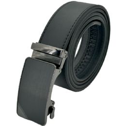 12 pieces Pitch Black Ratcheting Belts - Adjustable Slide Belts without Holes - Unisex Fashion Belts