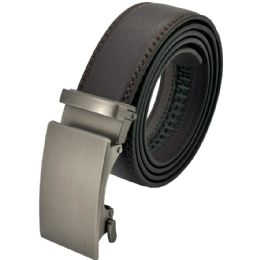 12 pieces Dark Brown Ratchet Belts - No Holes Adjustable Slide Belts - Unisex Fashion Belts