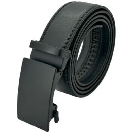 12 pieces Classic Black Ratchet Belts - No Hole Adjustable Slide Belts - Unisex Fashion Belts