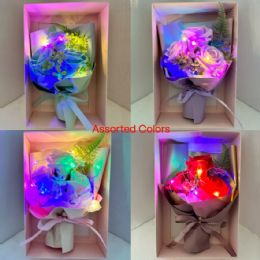 12 pieces LED Light up Scented Valentine Roses - Assorted Colors - Artificial Flowers