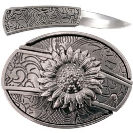 36 pieces Sunflower Design Hidden Knife Belt Buckles - Belt Buckles