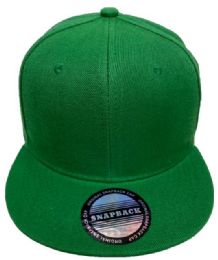 24 Pieces Wholesale Snapback Baseball Cap/hat Green Color - Baseball Caps & Snap Backs