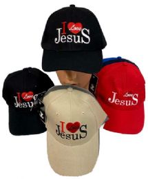 24 Pieces Wholesale I Love Jesus Baseball Cap - Baseball Caps & Snap Backs