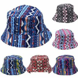 24 Pieces Wholesale Bucket Hat Chevron Print - Bucket Hats