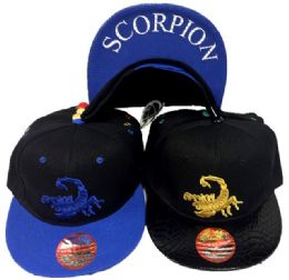 24 Pieces Wholesale Snap Back Flat Bill Scorpion Hat - Baseball Caps & Snap Backs