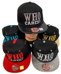 24 Pieces Wholesale Baseball Cap Snapback Who Cares? - Baseball Caps & Snap Backs