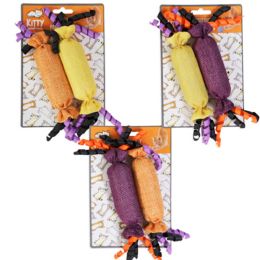 48 pieces Cat Toy Halloween Candy Crinkler 2pk Assorted Colors In Merch Strip - Pet Toys