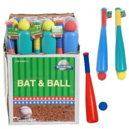 24 pieces Bat & Ball Set 19in Big Barrel Plastic W/foam Handle/3in Dia Color Ball 3asst 24pc/case Cut Crtn Ea/net Bag W/ht - Balls