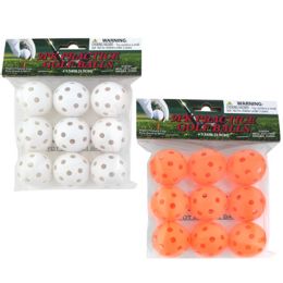Practice Golf Balls W/holes 9pk 1.54in 24 White/12 Neon Orange Per Case Pbh
