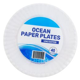 25 pieces Paper Plates 40ct 9inch White Uncoated - Party Paper Goods