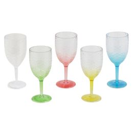 24 pieces Wine Goblet 12 Oz 4 Assorted Colors + Clear Polystyrene - Drinking Water Bottle