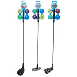 24 of Golf Playset 3ast W/4 Color Balls Driver/putter/iron Metal/plastic Sticker Pegheader