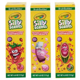 24 Wholesale Toothpaste Crayola 4oz Silly Scents Bubble Gum, Strawberry, Watermelon 09/2025 Expiry Date
