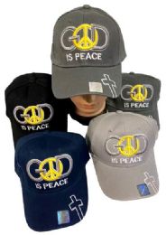 24 Pieces Wholesale Baseball Cap/hat God Is Peace - Baseball Caps & Snap Backs
