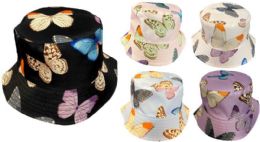 24 of Wholesale Butterfly Bucket Hat Kids/children Size