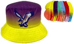 24 of Wholesale Tie Dye Bucket Hat With Eagle Design