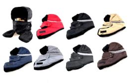 24 Pieces Aviator Hat With Fur Trim And Detachable Mask - Trapper Hats