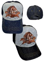 24 Pieces Wholesale 3 Horses Baseball Cap/hat - Baseball Caps & Snap Backs