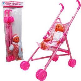 12 pieces Soft Doll  In Poly Bag W/ Plastic Stroller - Dolls
