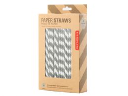 36 pieces Kikkerland Set Of 144 Paper Straws In Gray - Straws and Stirrers