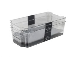 12 pieces Simplemade 2 Pack 6 In X 12.5 In Clear Fridge Bin With Blue Grip - Food Storage Containers