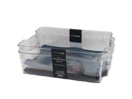 12 pieces Simplemade 2 Pack 8.25 In X 12.5 In Clear Fridge Bin With Blue G - Food Storage Containers