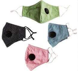 12 of Wholesale Cloth Five Layer Masks With Valve Assorted Small Plaid