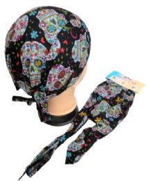 24 Pieces Skull CaP-Sugar Skull Black - Head Wraps