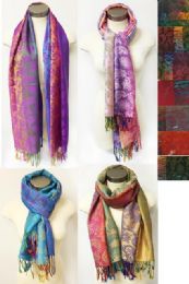 24 Pieces Wholesale MultI-Colors Paisley Floral Pashmina Assorted Colors - Womens Fashion Scarves