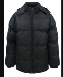 12 Pieces Men's Synthetic Insulated Bubble Jacket With Detachable Hood Black Only - Mens Jackets