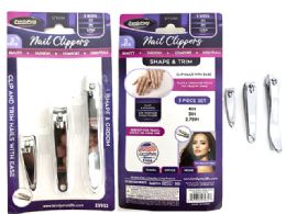 144 Pieces 3-Piece Stainless Steel Nail Clipper Set - Personal Care Items