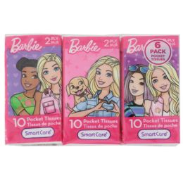 24 pieces Pocket Tissue 6pk Barbie 2ply - 10ct White - Store