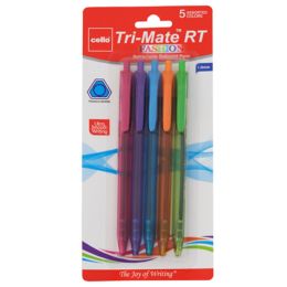 36 pieces Pens 5ct Fashion Ink Trimate Retractable Ball Point Carded Ref#bpqkas1005 - Store