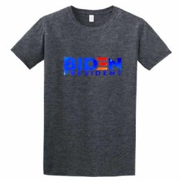 12 Pieces Wholesale President Biden Dark Heather T-Shirts - Mens T-Shirts