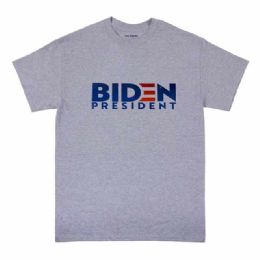12 Pieces Wholesale President Biden Sports Grey T-Shirts Xxl - Mens T-Shirts