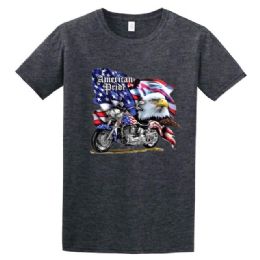 24 Pieces American Pride Dark Heather Color T-Shirts - Mens T-Shirts