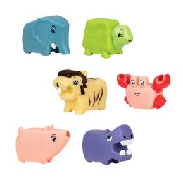 100 of Block Style Rubber Toy Animals