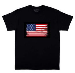 24 Pieces Wholesale Usa Flag Black Color T-Shirt - Mens T-Shirts