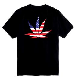24 Pieces American Pot Leaf Black Color Tshirt - Mens T-Shirts