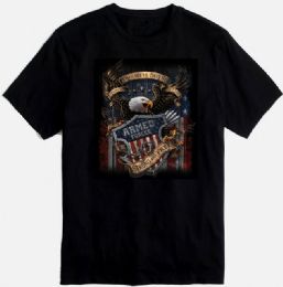 24 Pieces Wholesale Black Tshirt Armed Forces - Mens T-Shirts