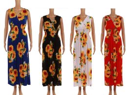 48 Pieces Women's Long Floral Fashion Dress In Assorted Colors And Sizes S-xl - Womens Sundresses & Fashion