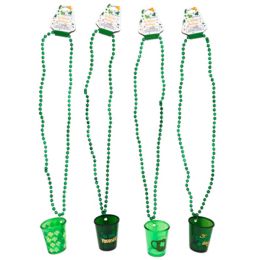 96 Pieces Necklace Beaded W/shot Glass - St. Patricks