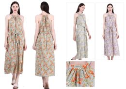 48 Pieces Women's Long Floral Print Dress In Mixed Colors And Sizes S-xl - Womens Sundresses & Fashion